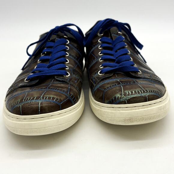 Donald Pliner Alligator Print Shoes Mens 11 Pierce Brown Leather Blue Lace Up main image 6